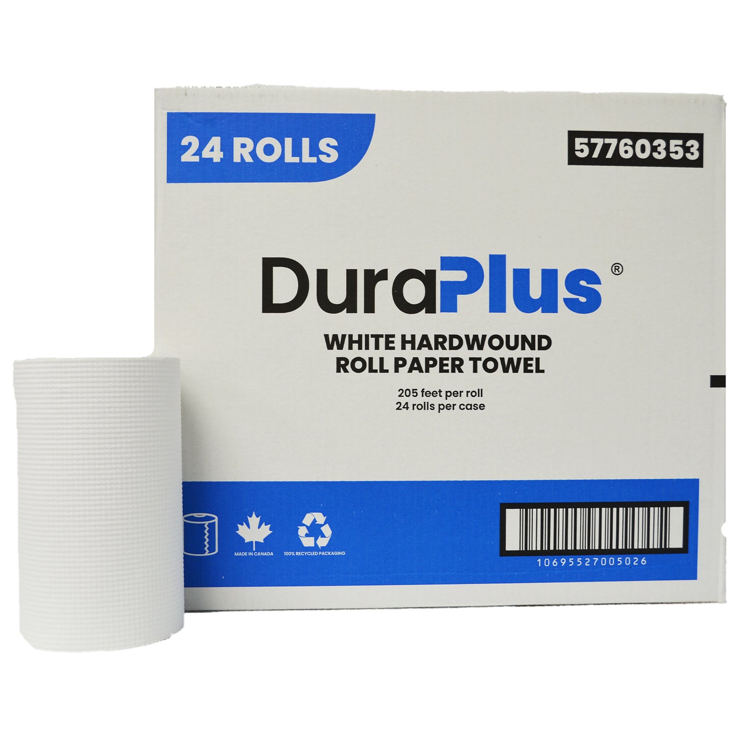 DuraPlus® Hardwound Paper Towel, White, 205', 24 Rolls/Case